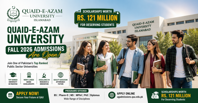 Quaid-e-Azam University Fall 2026 Admissions