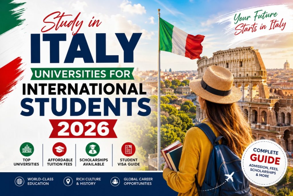 Italy Universities for International Students 2026 featuring top Italian universities, scholarships, tuition fees, and student visa guide.